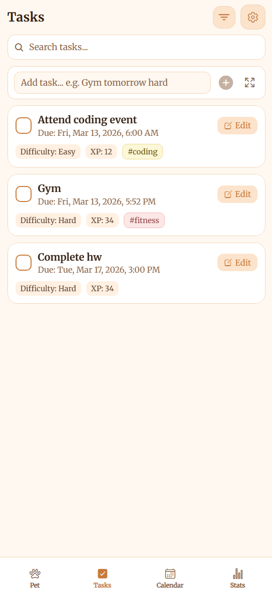 Task list on a phone