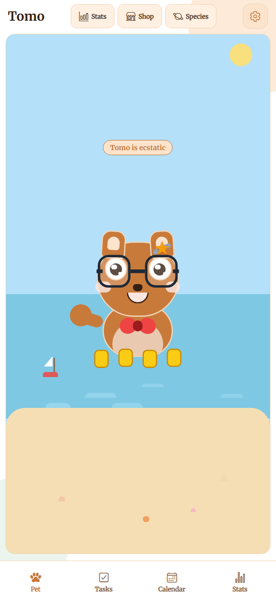 Tomodachi companion view on a phone